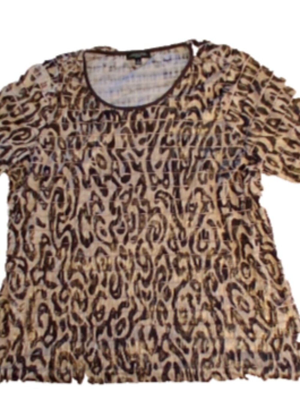 Notations Woman's Plus Size 2X Brown Layered Ruffle Sequin Accents Blouse